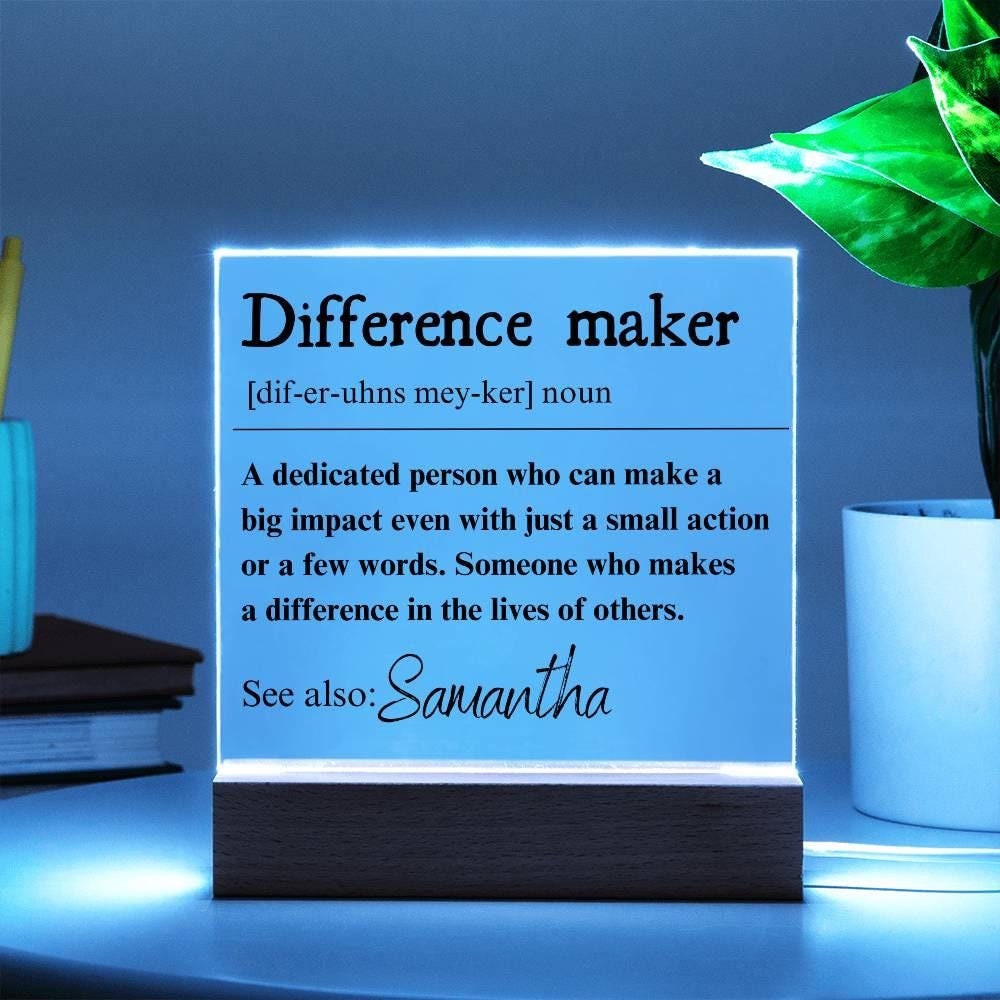 Personalized Difference Maker LED Plaque – Coworker Gift – view 3