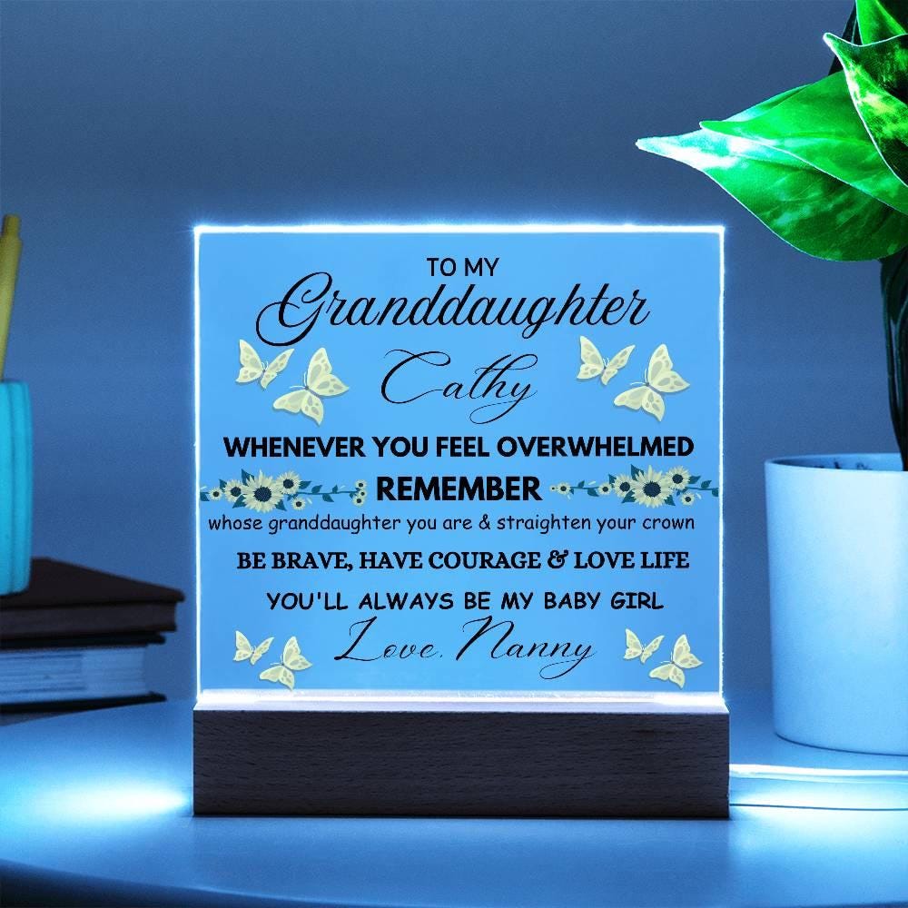 Personalized Granddaughter Butterfly LED Acrylic Plaque – view 3