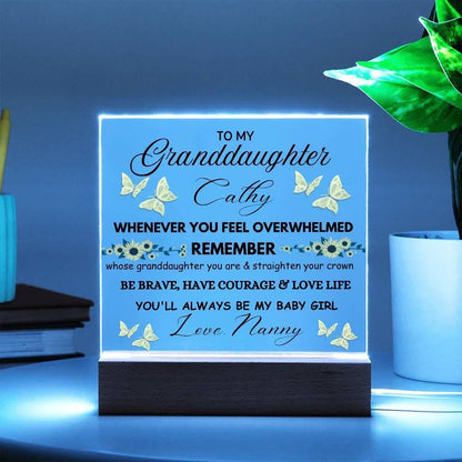 Personalized Granddaughter Butterfly LED Acrylic Plaque – view 3