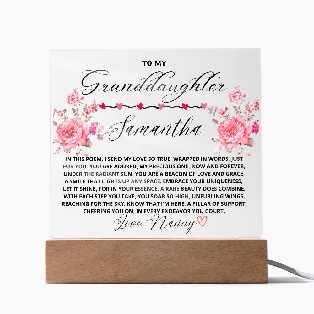 To My Granddaughter Custom Name Floral LED Acrylic Plaque – view 8