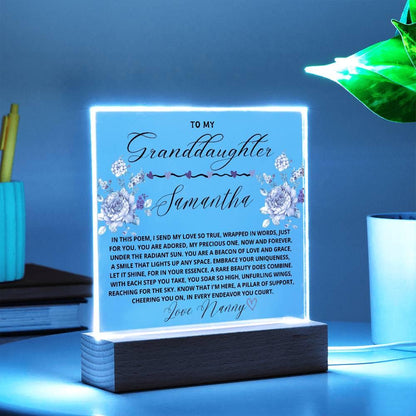 To My Granddaughter Custom Name Floral LED Acrylic Plaque – view 3