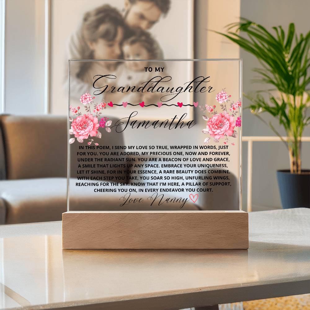 To My Granddaughter Custom Name Floral LED Acrylic Plaque – view 10
