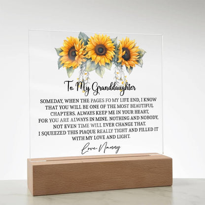 To my Granddaughter Sunflower Personalized LED plaque – view 3