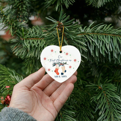 Our First Christmas Mr & Mrs Ornament – Christmas Gifts for New Couple – view 6
