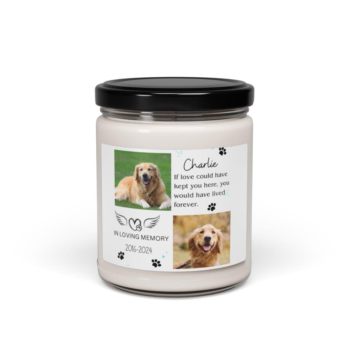 Custom Loss of Pet Memorial Soy Candle – Loss of Dog Remembrance Gift – view 7