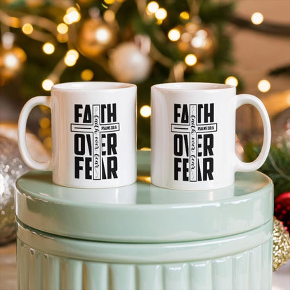 Faith Over Fear White Ceramic Mug – Motivational Bible Verse Mug – view 8