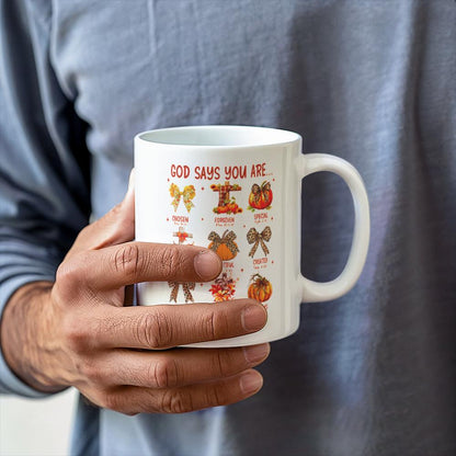 Halloween God Says Bible Verse White Ceramic Mug – view 6