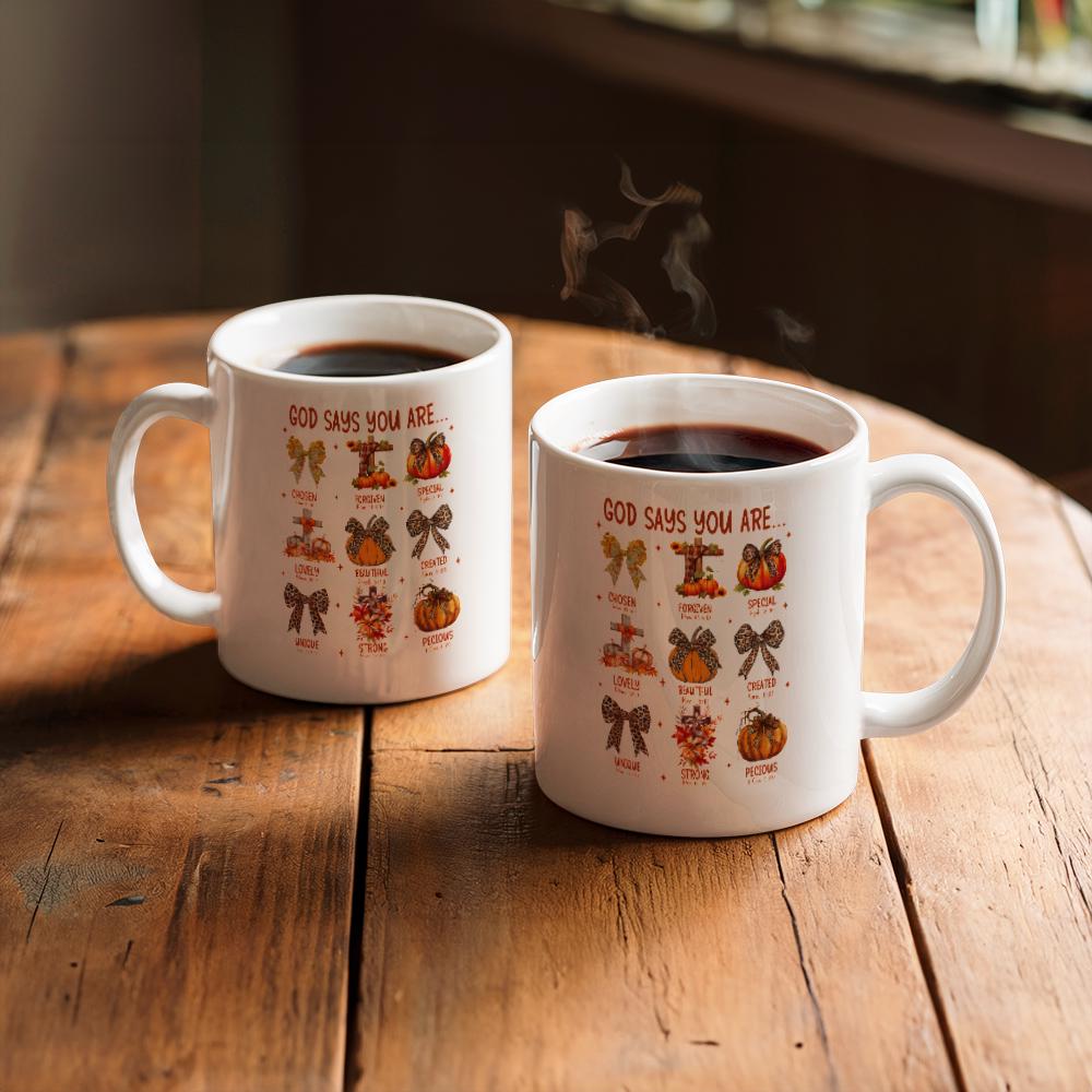 Halloween God Says Bible Verse White Ceramic Mug – view 2