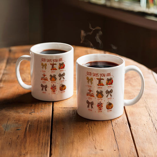 Halloween God Says Bible Verse White Ceramic Mug – view 2