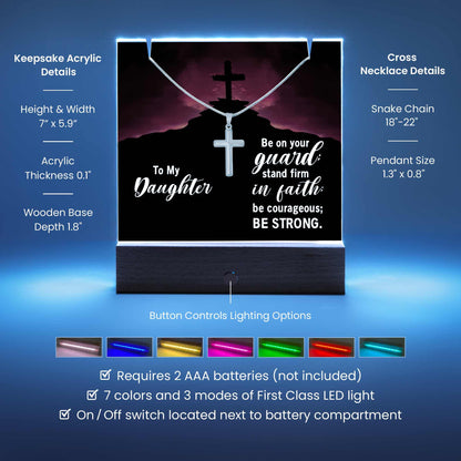 To my daughter Keepsake LED Acrylic Bundle with Cross Necklace – view 2