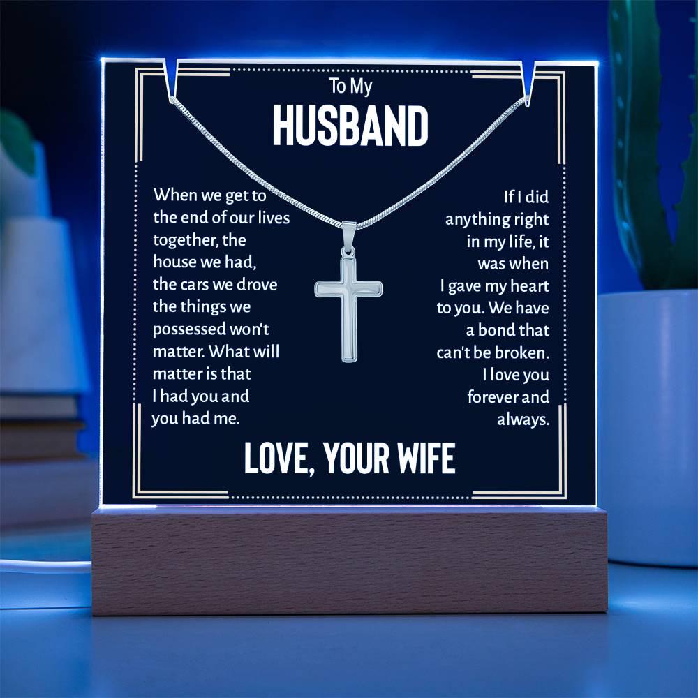 To my husband LED Acrylic Bundle with Cross Necklace – view 8