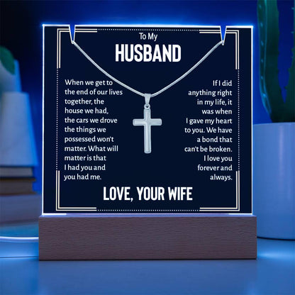 To my husband LED Acrylic Bundle with Cross Necklace – view 8