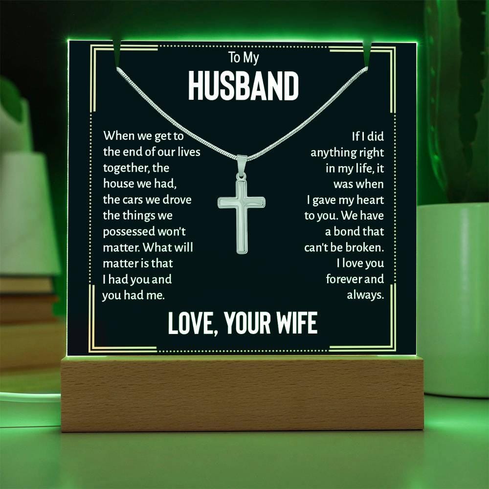 To my husband LED Acrylic Bundle with Cross Necklace – view 9