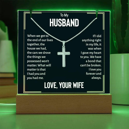 To my husband LED Acrylic Bundle with Cross Necklace – view 9