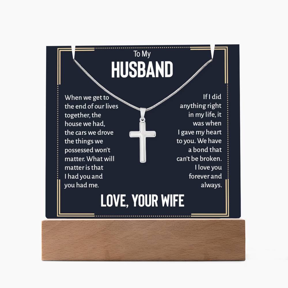 To my husband LED Acrylic Bundle with Cross Necklace – view 2