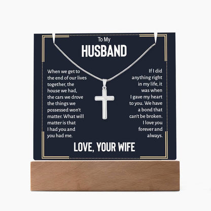 To my husband LED Acrylic Bundle with Cross Necklace – view 2