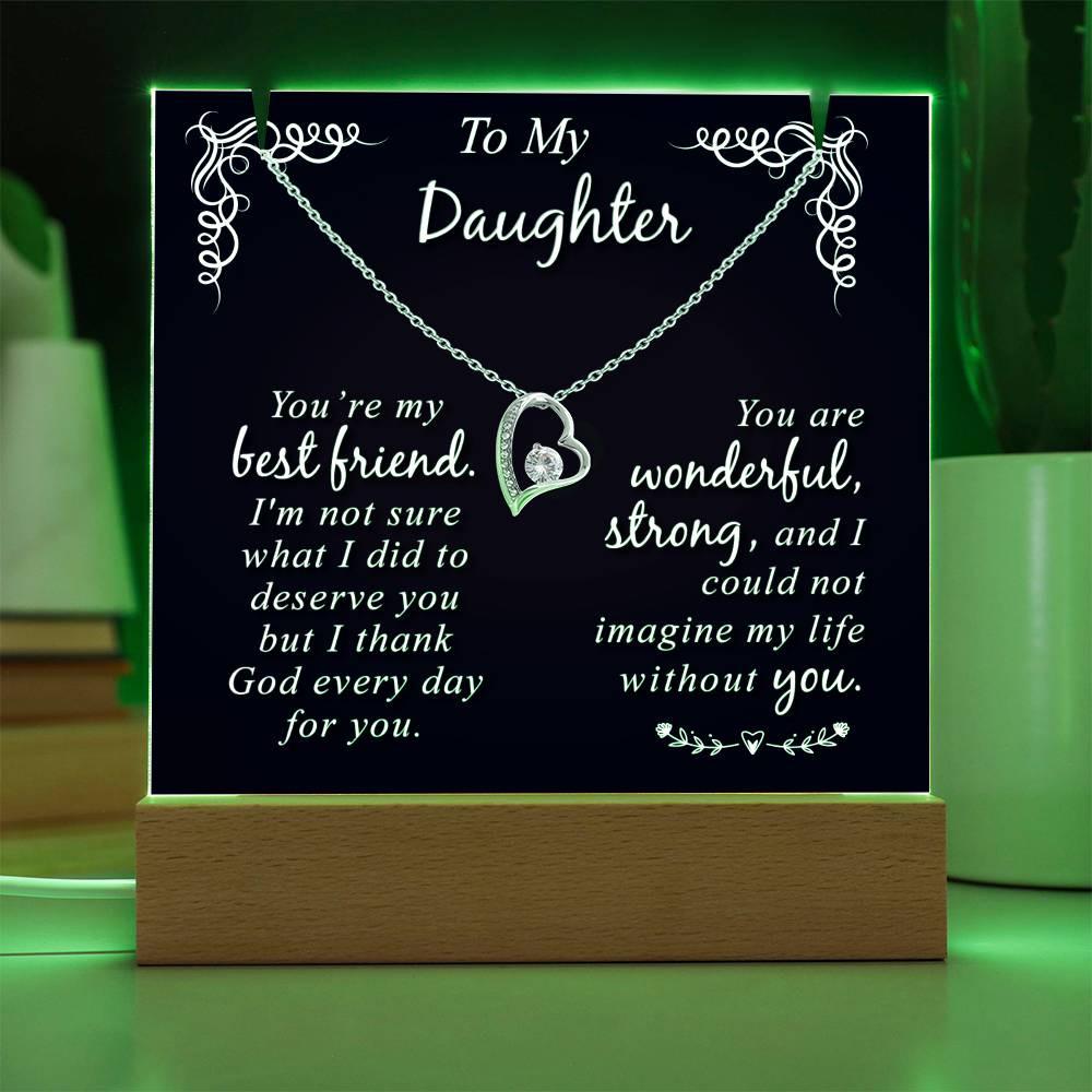 Daughter Keepsake Bundle LED Acrylic Plaque With Forever Love Necklace – view 9