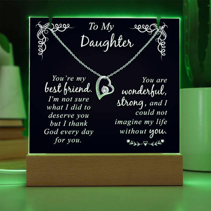 Daughter Keepsake Bundle LED Acrylic Plaque With Forever Love Necklace – view 9
