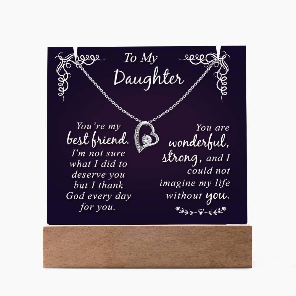 Daughter Keepsake Bundle LED Acrylic Plaque With Forever Love Necklace