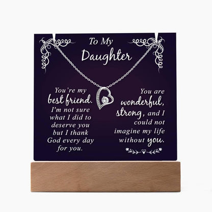 Daughter Keepsake Bundle LED Acrylic Plaque With Forever Love Necklace