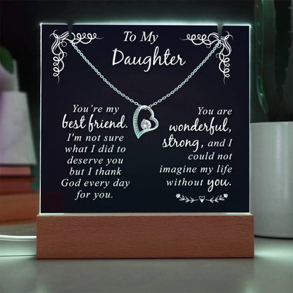 Daughter Keepsake Bundle LED Acrylic Plaque With Forever Love Necklace – view 2