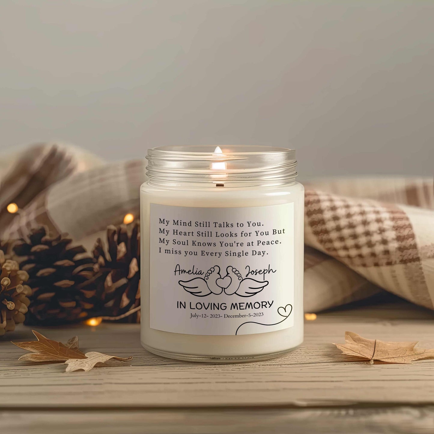 Personalized Miscarriage Memorial Candle – Pregnancy Loss Gift – view 8