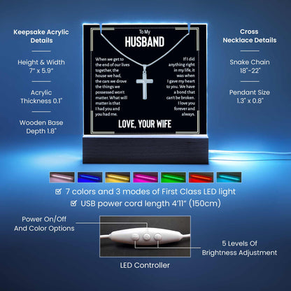To my husband LED Acrylic Bundle with Cross Necklace – view 6