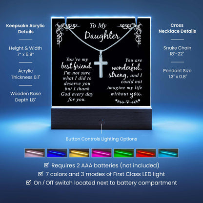 Daughter Keepsake Bundle LED Acrylic Plaque With Forever Love Necklace – view 6