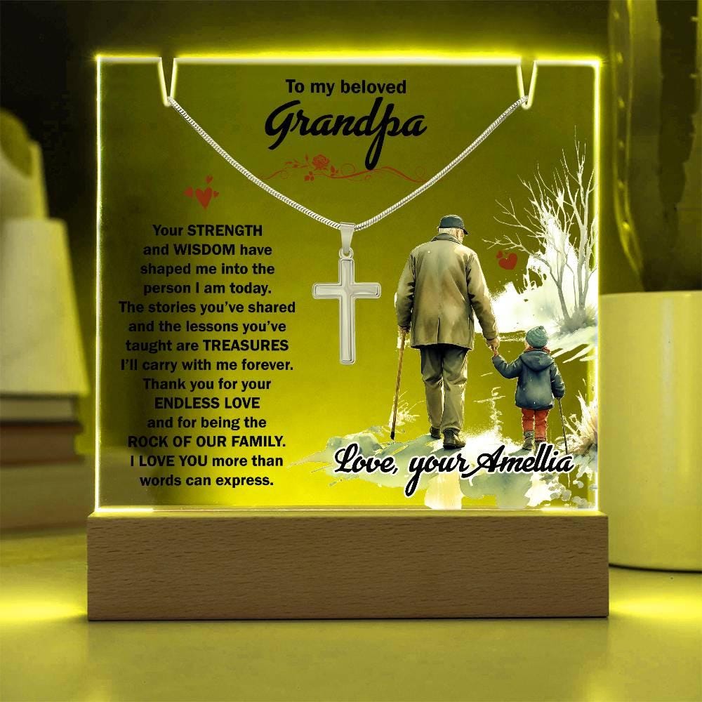 Personalized Gift for Grandpa Keepsake Acrylic Bundle with cross – view 3