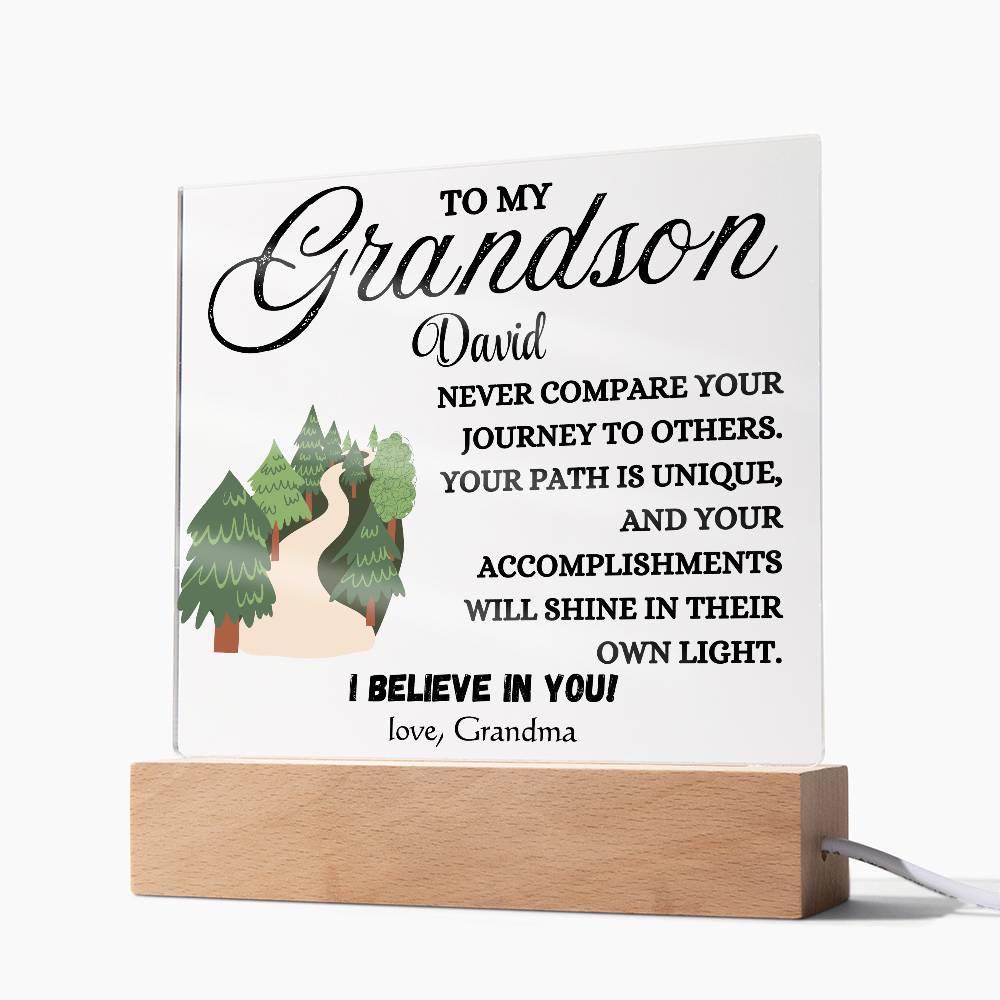 To My Grandson Personalized Name LED Acrylic Plaque – Birthday gift – view 6