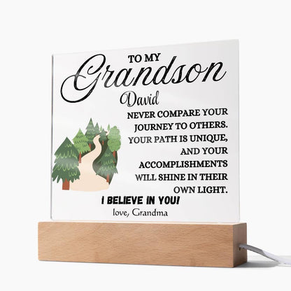 To My Grandson Personalized Name LED Acrylic Plaque – Birthday gift – view 6