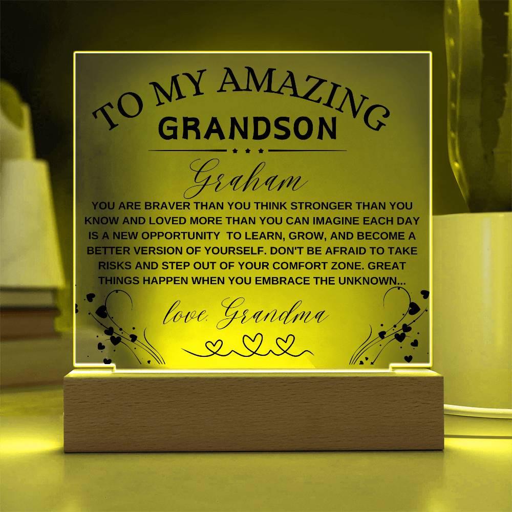 Grandson Personalized LED Acrylic Plaque – Christmas gift – view 3
