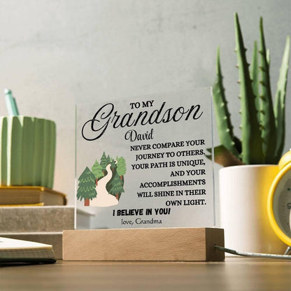 To My Grandson Personalized Name LED Acrylic Plaque – Birthday gift – view 3