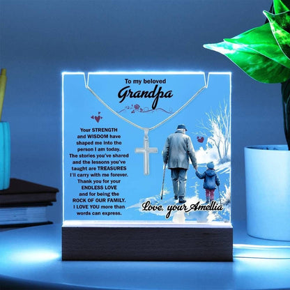 Personalized Gift for Grandpa Keepsake Acrylic Bundle with cross – view 2