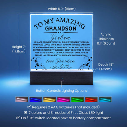 Grandson Personalized LED Acrylic Plaque – Christmas gift – view 4