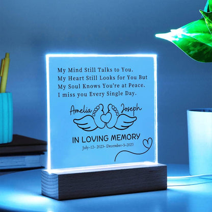 Personalized Baby Memorial Keepsake LED Acrylic Plaque – Loss of Child – view 3