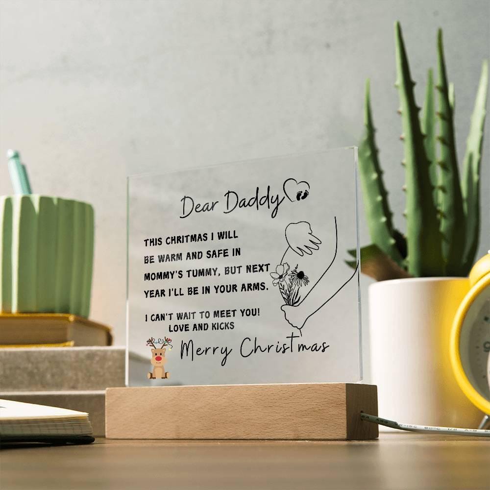 Daddy To Be Christmas Gift LED Acrylic Plaque – Baby Shower Gift – view 2