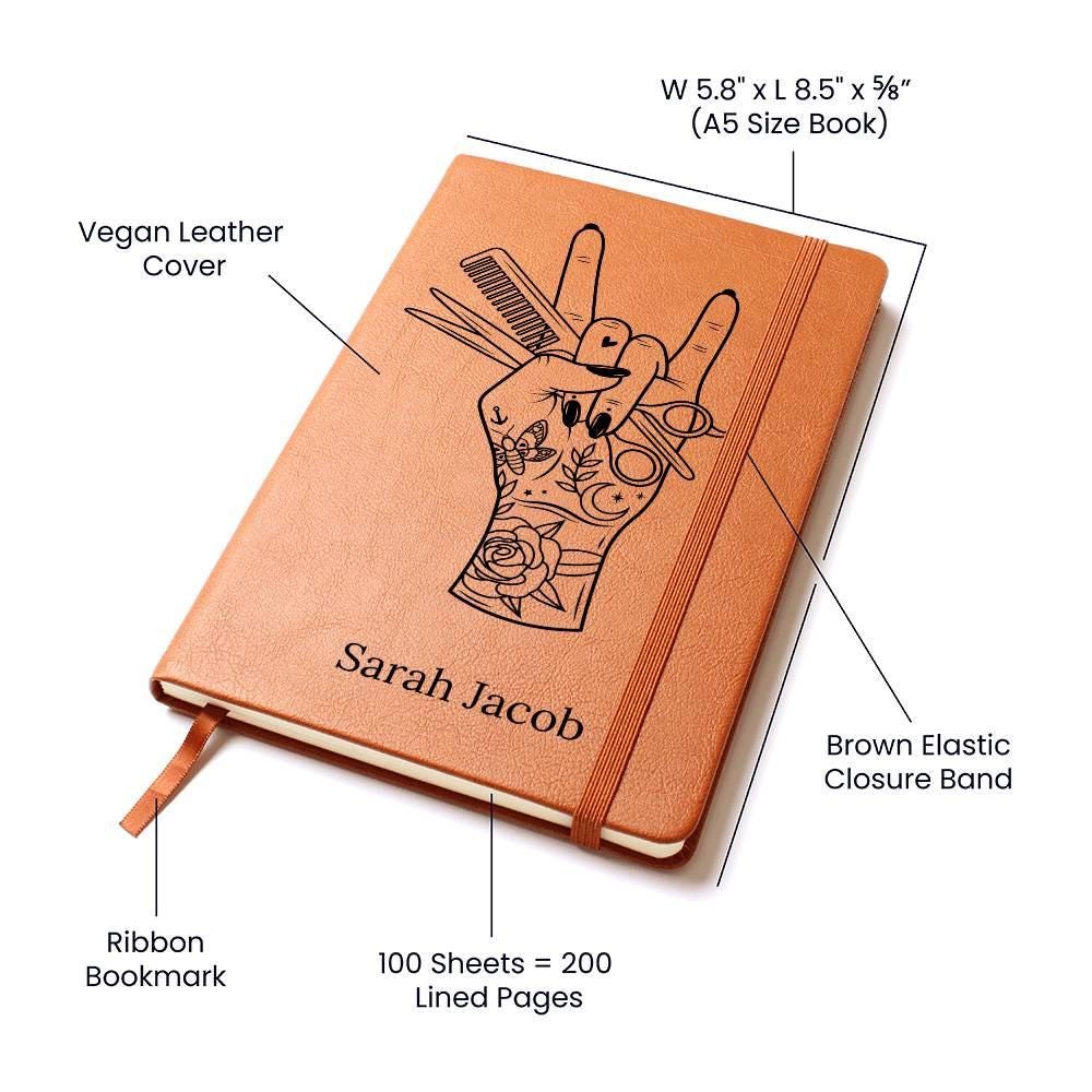 Personalized Hairdresser Leather Journal – Hairdresser Gift – view 4
