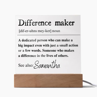 Personalized Difference Maker LED Plaque – Coworker Gift – view 4