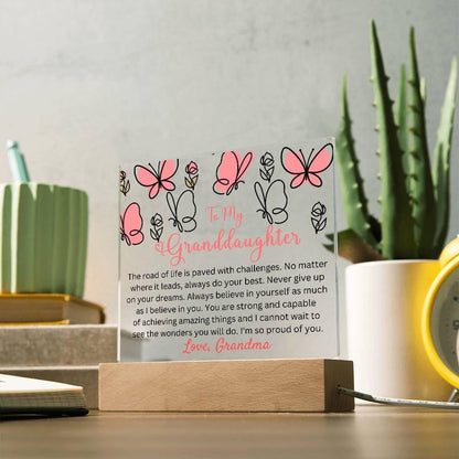To My Granddaughter Butterfly Acrylic Plaque Gift from Grandma – view 2