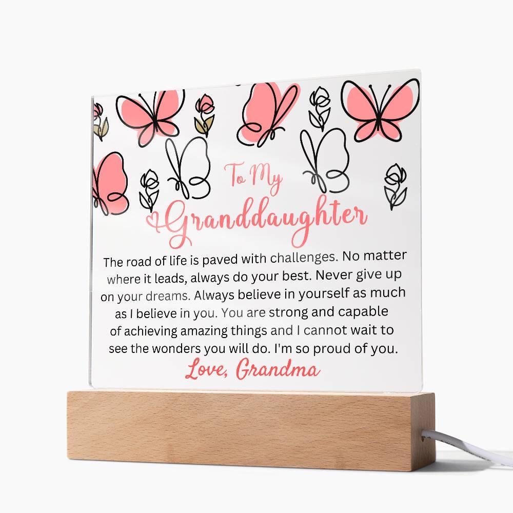 To My Granddaughter Butterfly Acrylic Plaque Gift from Grandma – view 5