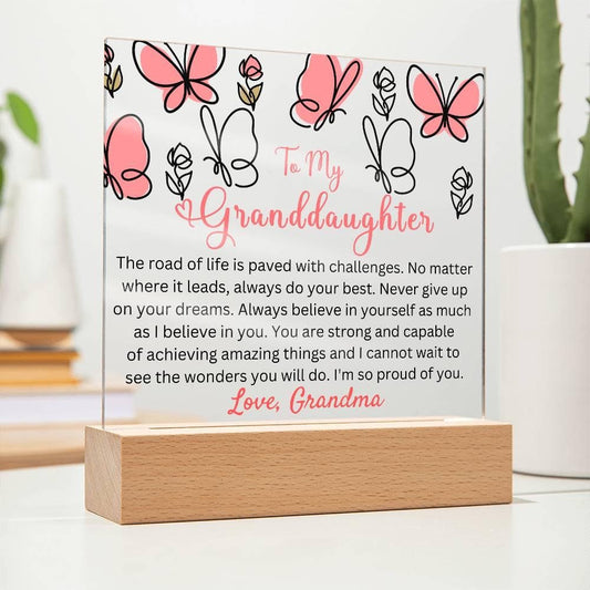 To My Granddaughter Butterfly Acrylic Plaque Gift from Grandma