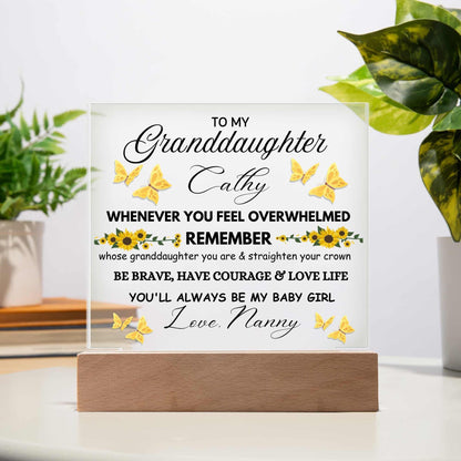 Personalized Granddaughter Butterfly LED Acrylic Plaque