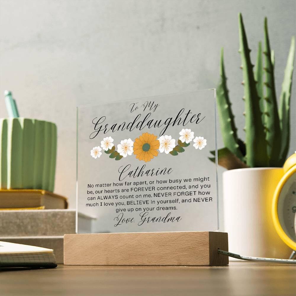 To My Granddaughter Floral Personalized LED Acrylic Plaque – view 2