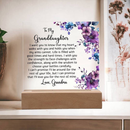 To my granddaughter floral Acrylic plaque gift from grandma – Xmas