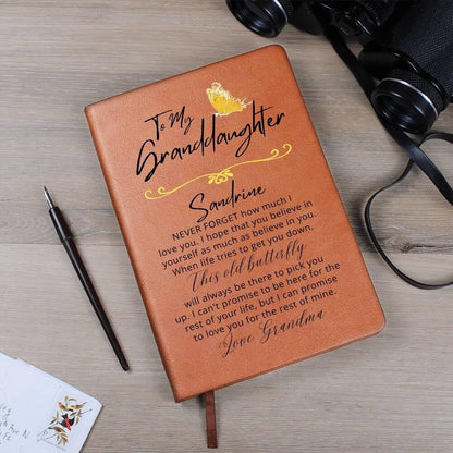 Personalized Granddaughter Butterfly Leather Journal
