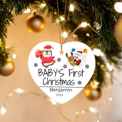 Baby's First Christmas Heart Ornament 2024 - Newborn Keepsake Gift – view 2