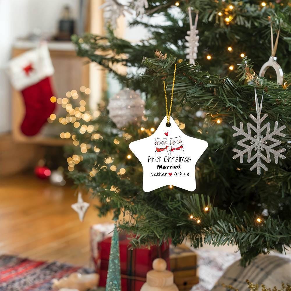 First Christmas Married Ornaments – Newlywed Couple Gift – view 8