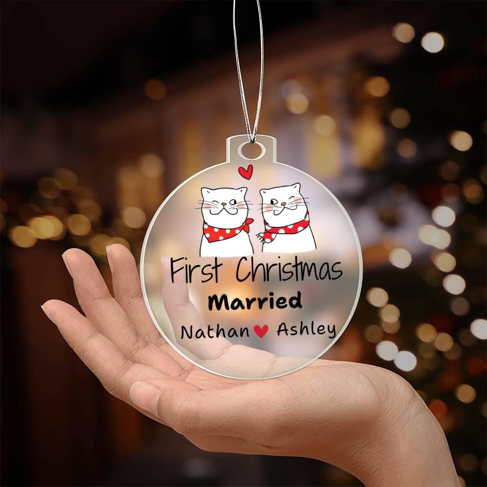 First Christmas Married Ornaments – Newlywed Couple Gift – view 10