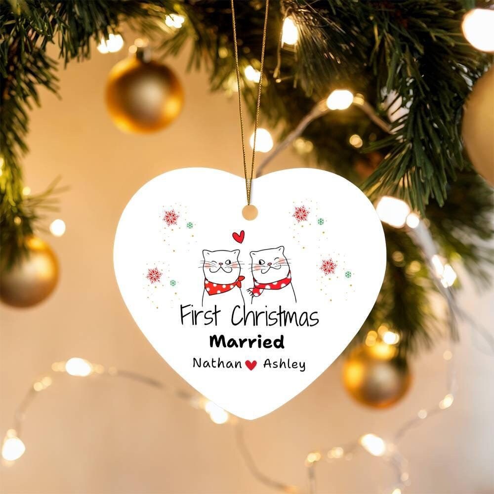First Christmas Married Ornaments – Newlywed Couple Gift – view 6